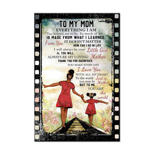 Black Canvas Art Mother And Daughter All I Am You Help Me Be A Poster African Family Art Painting