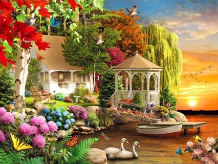 Country House Flower Landscape Painting Kit Suitable For Family Living Room Art
