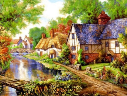 Country House Flower Landscape Painting Kit Suitable For Family Living Room Art