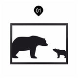 Nordic Modern Black And White Cartoon Bear Family Art Painting Core