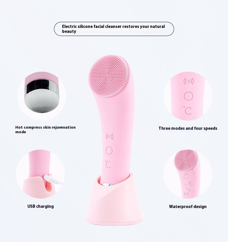 Silicone Face Cleansing Brush Facial Cleansing Brush Electric Facial Brush Vibration Heating