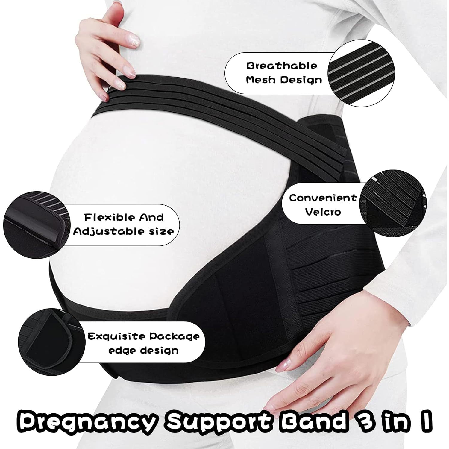 Solid Color Breathable Adjustable Maternity Belt