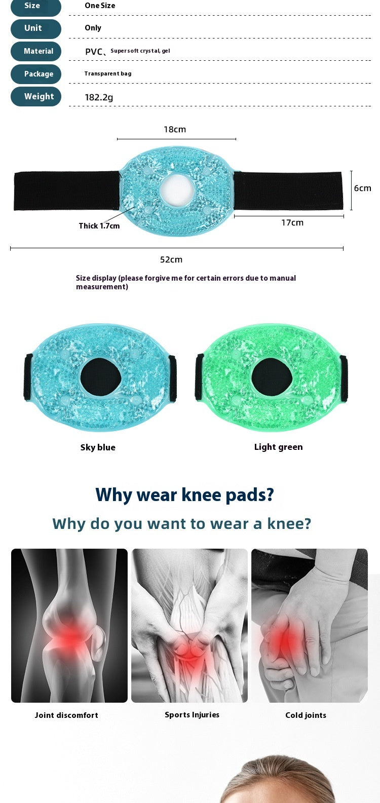 Cold And Hot Compress Soft Gel Ice Compress Bandage Knee Pad Wrist Elbow